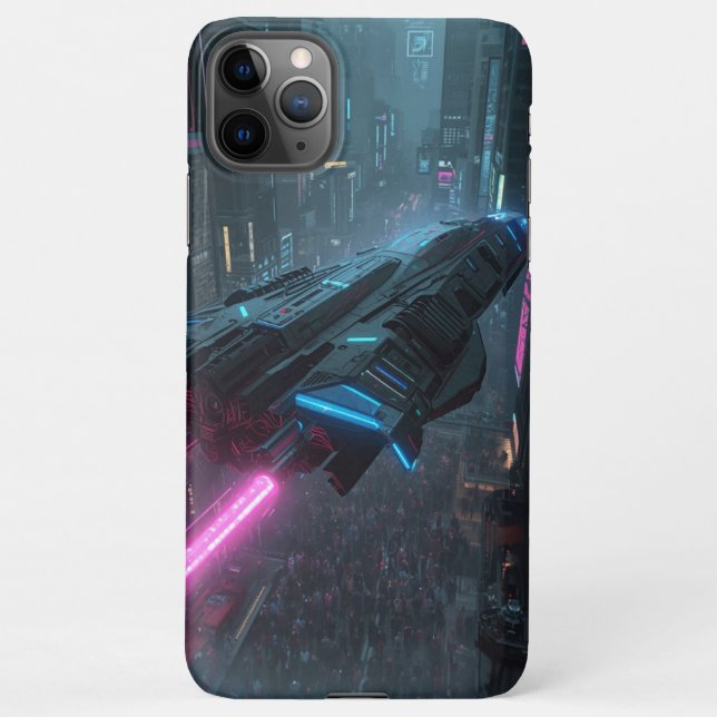 Funda Para iPhone Estuche Cyberpunk Neon Spaceship Phone (Reverso)