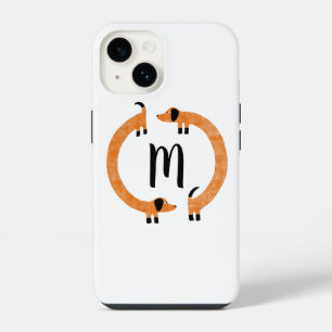 Funda Para iPhone 14 Estuche Dachshund Sausage Dog Monograma para iPhon