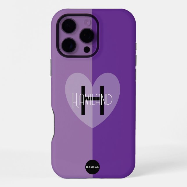 Funda Para iPhone Estuche de teléfono celular con corazón y monogram (Reverso )