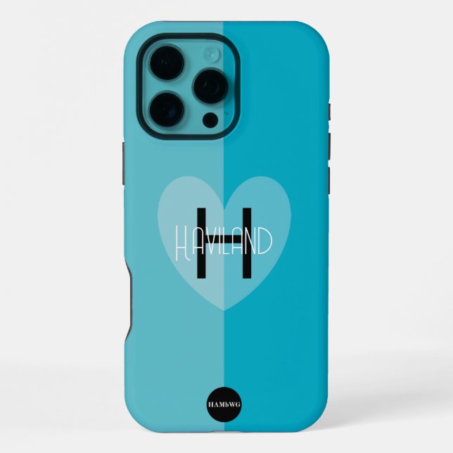 Funda Para iPhone Estuche de teléfono celular con Heart y MonogramHA (Reverso )