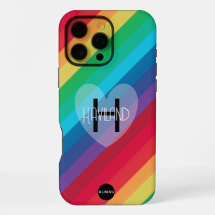 Funda Para iPhone 16 Pro Max Estuche de teléfono celular Rainbow con nombre de