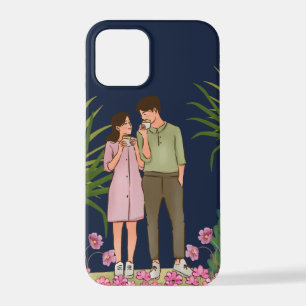 Funda Para iPhone 12 Pro Estuche de teléfono con diseño floral y un par de
