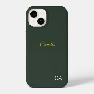 Funda Para iPhone 14 Estuche de teléfono con monograma verde estilo Gol