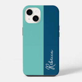 Funda Para iPhone 14 Estuche de teléfono de bloque de color azul y de m