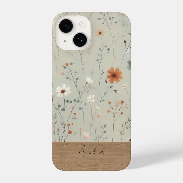 Funda Para iPhone Estuche de teléfono de flores silvestres personali (Reverso )