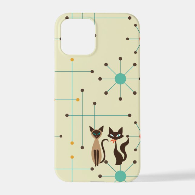 Funda Para iPhone Estuche de teléfono de Mid Mod Cats (Reverso )