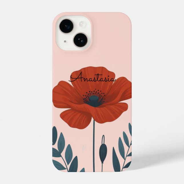 Funda Para iPhone Estuche de teléfono floral de amapola personalizad (Reverso )