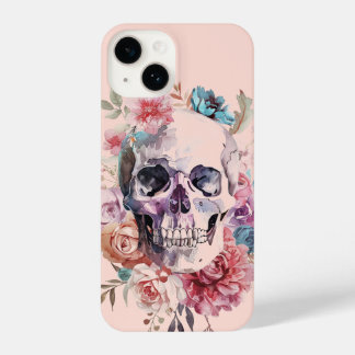 Funda Para iPhone 14 Estuche de teléfono Floral Skull, rosa