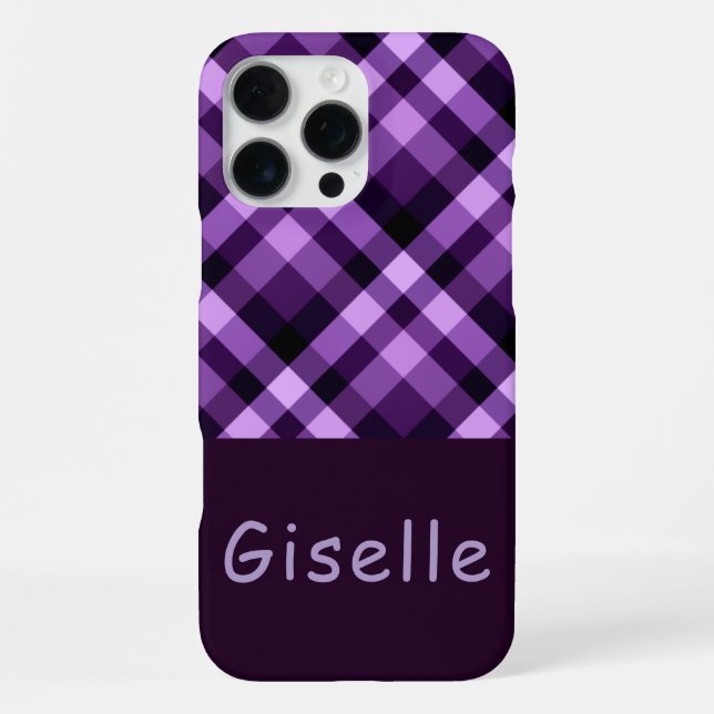 Funda Para iPhone Estuche de teléfono monograma moderno de Pluma Púr (Reverso )