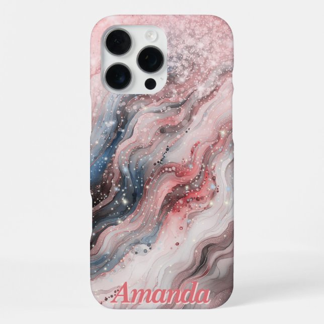Funda Para iPhone Estuche de teléfono personalizado de mármol rosa (Reverso )