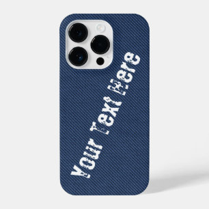 Funda Para iPhone 14 Pro Estuche Faux Blue Denim Fabric Personalizado Texto