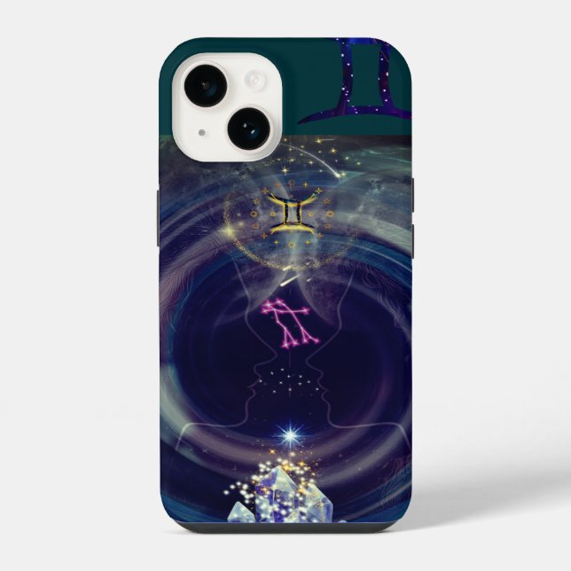 Funda Para iPhone Estuche Gemini Phone, azul (Reverso )