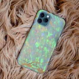Funda Para iPhone 13 Pro Max Estuche Green Opal Gold Marble Modern Glam para iP