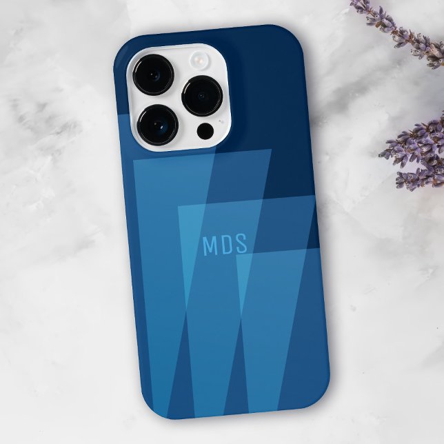 Funda Para iPhone Estuche Guay Blue Geometric Pattern Monograma para (A cool blue phone case with space for your initials)