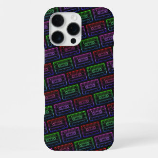 Funda Para iPhone 16 Pro Max Estuche IPhone con patrón de cassette neón multico