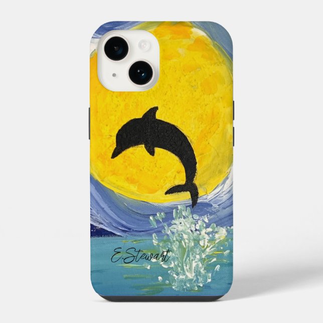 Funda Para iPhone Estuche Iphone - Dolphin Moon Ocean (Reverso )