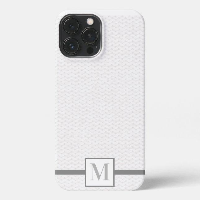 Funda Para iPhone Estuche Knit Stitch Textured Monogram Grey iPhone (Reverso )