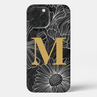 Funda Para iPhone 13 Pro Max Estuche moderno para teléfono con monograma floral