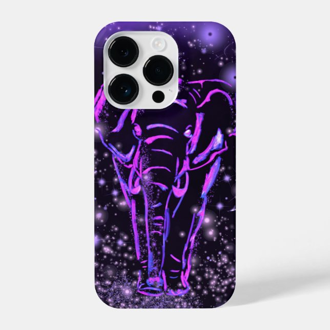 Funda Para iPhone Estuche Neon Pink Purple Elephant para iPhone (Reverso )