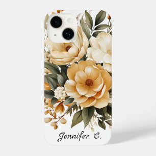 Funda Para iPhone 14 Estuche para iphone bonito Gold Wildflowers