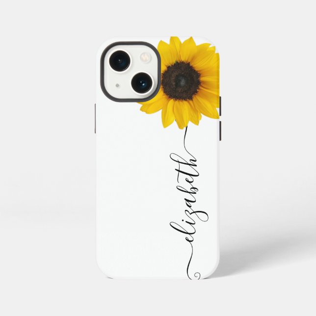 Funda Para iPhone Estuche para iPhone Bright Sunflower Script Stem N (Reverso )