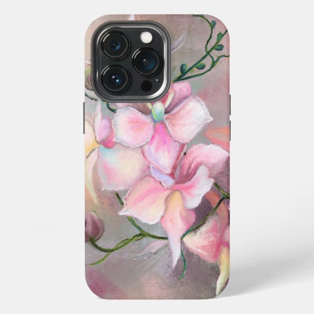 Funda Para iPhone Estuche para iPhone con flores de orquídeas rosada (Reverso )