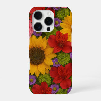 Funda Para iPhone 16 Pro Estuche para iPhone con girasol y Rosa