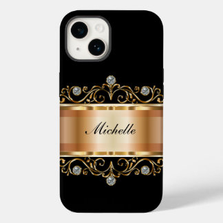 Funda Para iPhone 14 Estuche para iPhone de Monograma Bling Funda-Mate