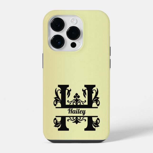 Funda Para iPhone Estuche para iPhone de Monograma Split de Hailey-F (Reverso )