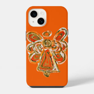 Funda Para iPhone 14 Estuche para iPhone de naranja Guardian Angel Art