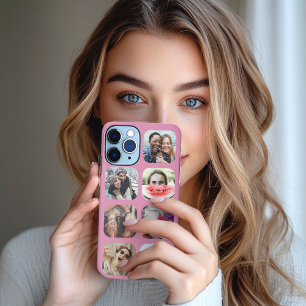 Funda Para iPhone 11Pro Max Estuche para iPhone de plantilla rosa de 7 Collage