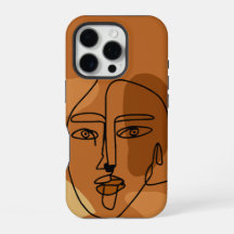Estuche para iPhone duro de arte de línea de mujer