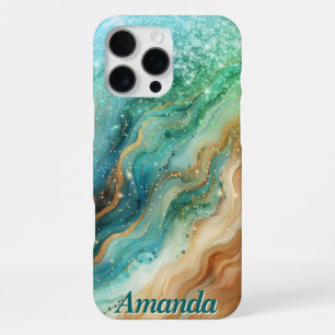 Funda Para iPhone 16 Pro Max Estuche para iPhone Ocean Swirl Custom Name