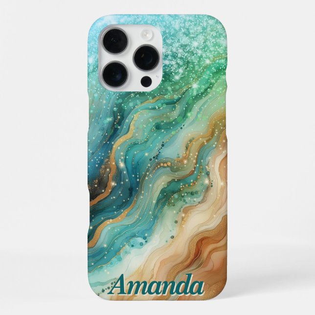 Funda Para iPhone Estuche para iPhone Ocean Swirl Custom Name (Reverso )