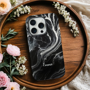 Estuche para iPhone personalizado de mármol negro