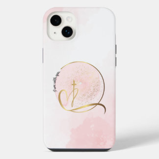 Funda Para iPhone 14 Plus Estuche para teléfono cruzado rosa y dorado