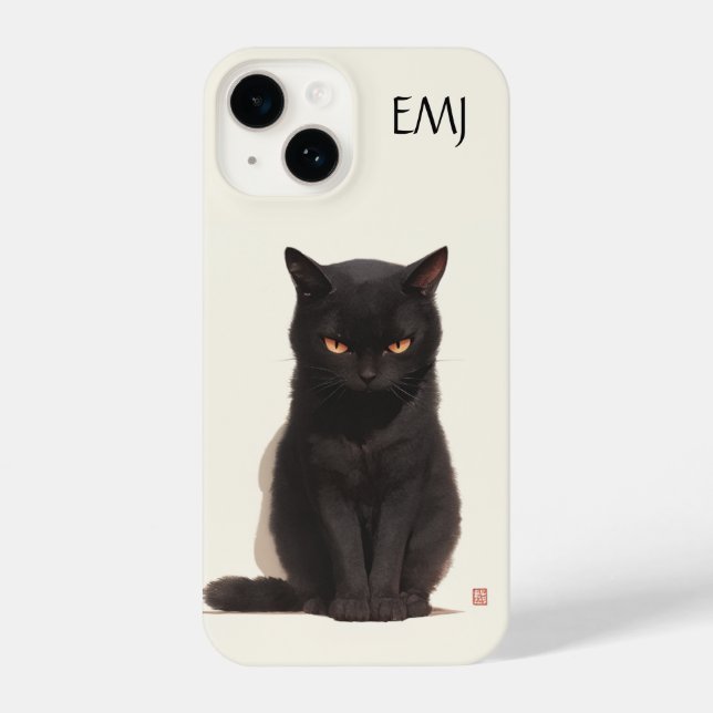 Funda Para iPhone Estuche para teléfono de gato negro | ¡Personaliza (Reverso )