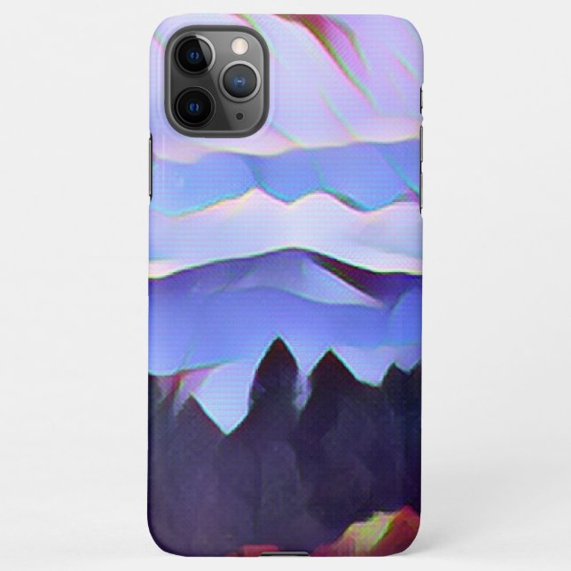 Funda Para iPhone Estuche para teléfono de pintura de la montaña azu (Reverso)