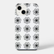 Estuche para teléfono floral de flores negras y bl