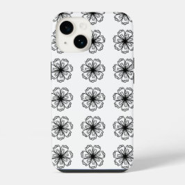Funda Para iPhone 14 Estuche para teléfono floral de flores negras y bl