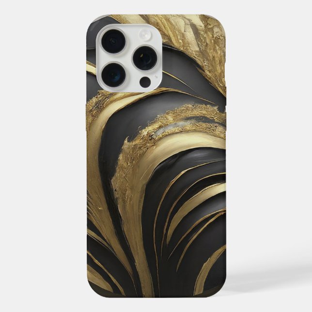Funda Para iPhone Estuche para teléfono negro y dorado (Reverso )