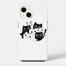 Estuche para teléfono para gato negro y blanco min