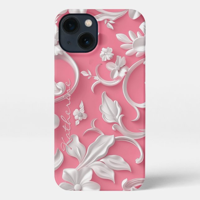 Funda Para iPhone Estuche personalizado para iPhone Floral rosa| Cut (Reverso )