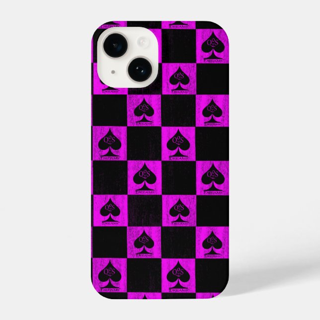 Funda Para iPhone Estuche Queen of Spades para iPhone Hot Pink Check (Reverso )
