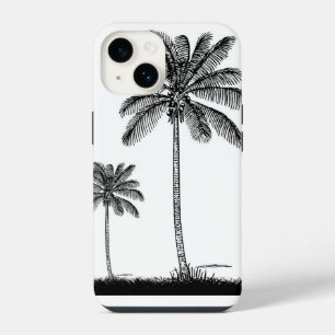 Funda Para iPhone 14 Estuche Telefónico De Palm Tree Tropical Negro Y B