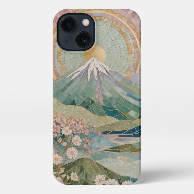Funda Para iPhone Ethereal Bloom: Pastel Mosaic Volcano in Spring (Reverso )