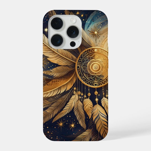 Funda Para iPhone Ethereal Escapes, Golden Dreamcatcher Starshine (Reverso )