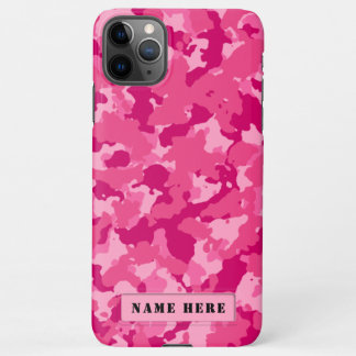 Funda Para iPhone 11Pro Max Etiqueta de nombre personal del camuflaje rosa