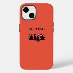 Funda Para iPhone 14 Ew People Funny Meowy Gatos Negros