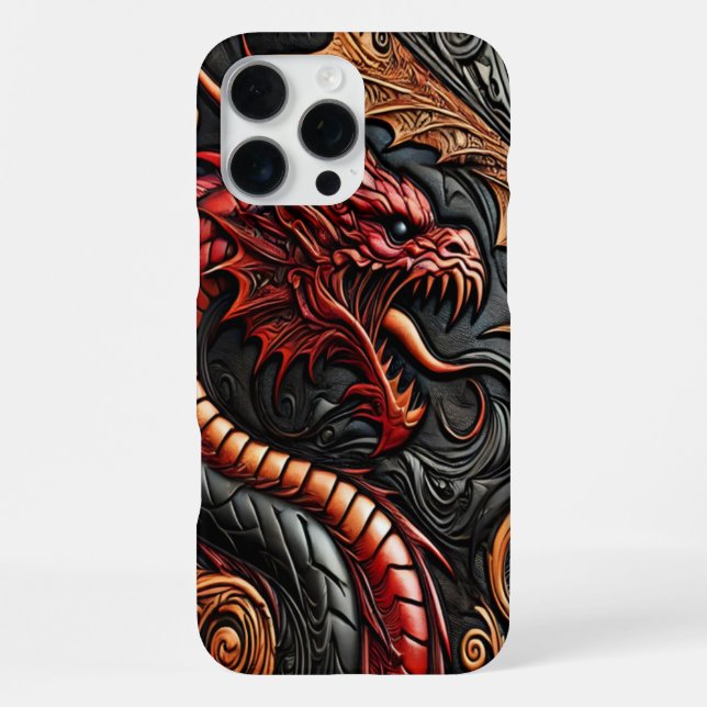 Funda Para iPhone Exhibición del Dragón Rojo Mítico (Reverso )